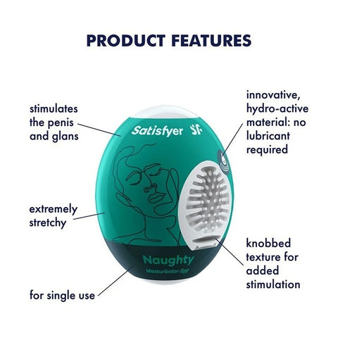 Satisfyer Naughty Male Pleasure Masturbator Egg - Masturbators and Strokers