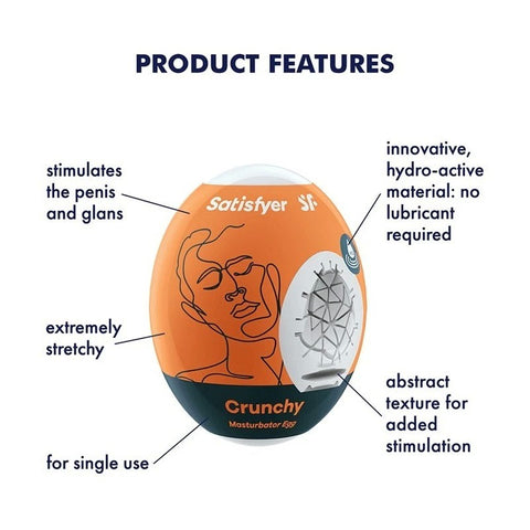 Satisfyer Crunchy 3 Piece Mens Masturbator Egg Set - Masturbators and Strokers