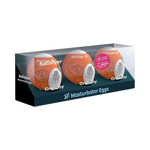 Satisfyer Crunchy 3 Piece Mens Masturbator Egg Set - Masturbators and Strokers