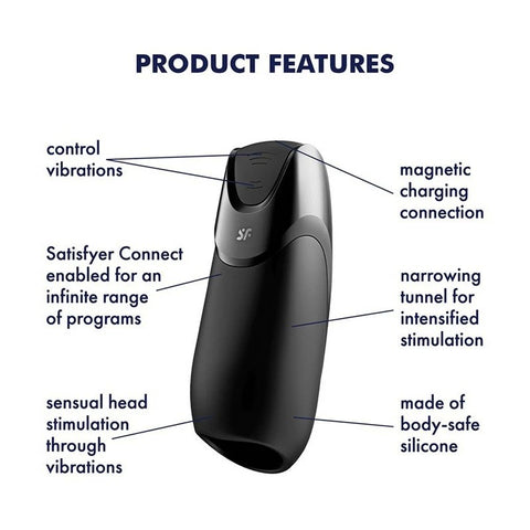 Satisfyer Men Vibration + App Controlled Male Stroker - Masturbators and Strokers