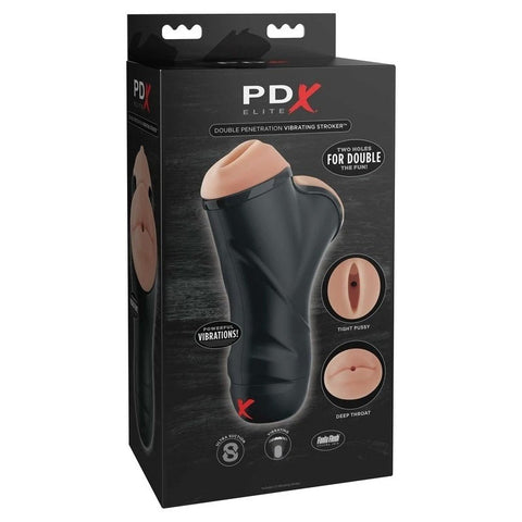 PDX Elite Double Penetration Vibrating Male Stroker - Masturbators and Strokers