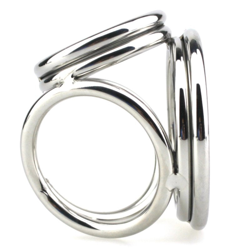 BDStyle Stainless Steel Quad 4 Ring Cock and Ball Cage Steel Cock Rings