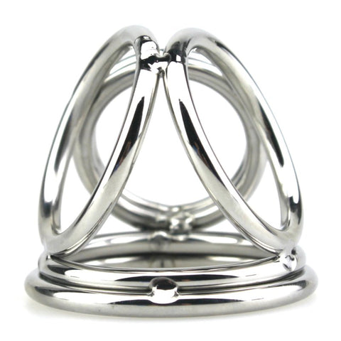 BDStyle Stainless Steel Quad 4 Ring Cock and Ball Cage - Steel Cock Rings