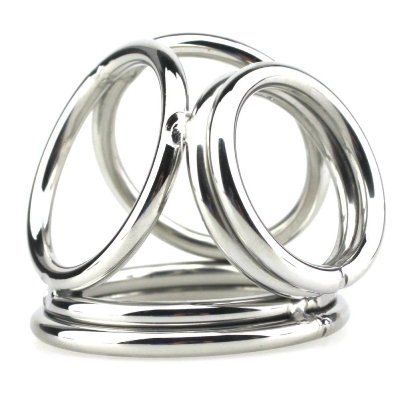 BDStyle Stainless Steel Quad 4 Ring Cock and Ball Cage Steel Cock Rings