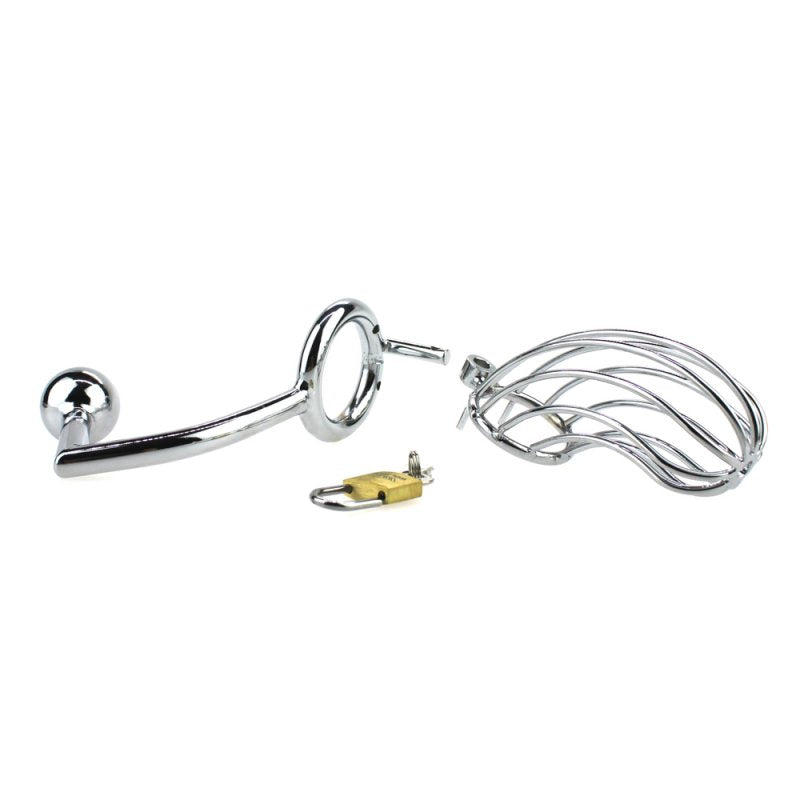 Hell's Couture The Bird Cage Male Chastity Device With Anal Intruder Male Chastity