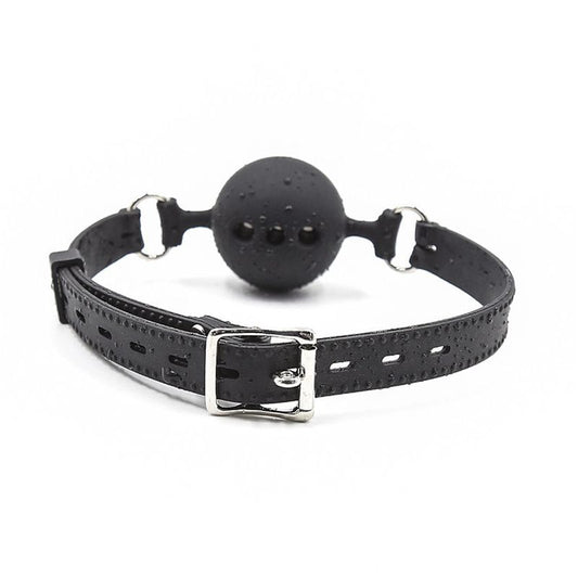Full Silicone Breathable Ball Gag - Black - Bondage Gags and Bits