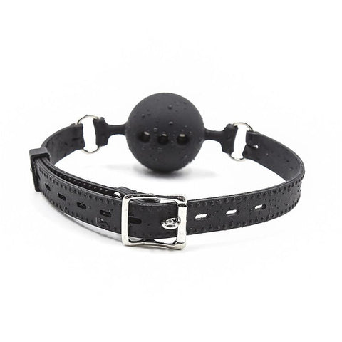 Full Silicone Breathable Ball Gag - Black - Bondage Gags and Bits