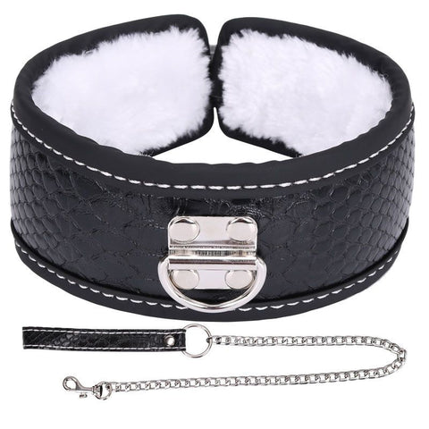 Colorful BDSM Collar With Lead - Steel Sex Toys