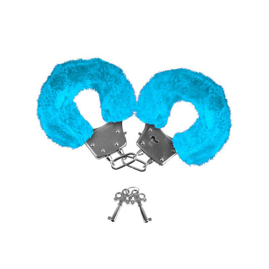 Pipedream Neon Furry BDSM Play Cuffs Blue Cuffs and Restraints