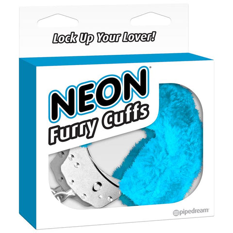 Pipedream Neon Furry BDSM Play Cuffs Blue - Cuffs and Restraints