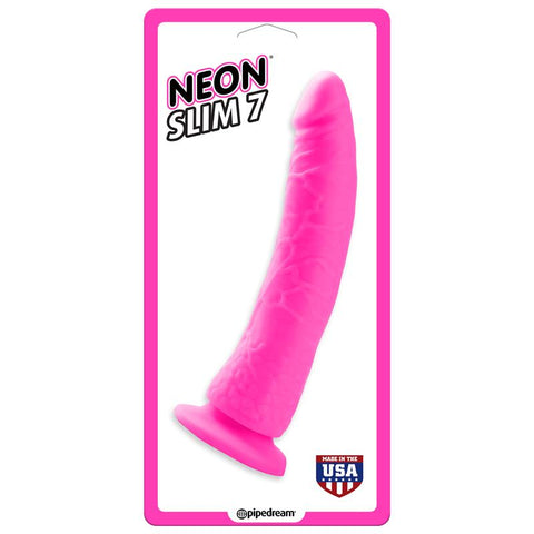 Pipedream Neon Slim 7 Tapered Tip Realistic Dildo - Remote Control Vibrators