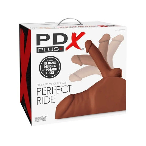 PDX Plus Perfect Ride Dildo And Male Masturbator Brown - Masturbators and Strokers