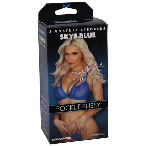 Main Squeeze Doc Johnson Signature Strokers Skye Blue Ultraskyn Pocket Pussy - Masturbators and Strokers