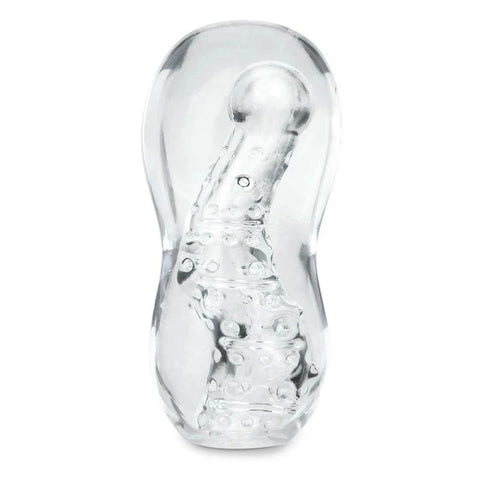 Zolo Gripz Wavy Squeezable Clear Flexible & Stretchy Stroker Masturbator - Masturbators and Strokers