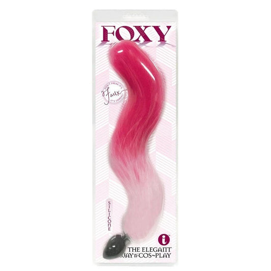Icon Brands Foxy Fox Tail Silicone Butt Plug with Tail Pink Gradient 46cm Butt Plugs