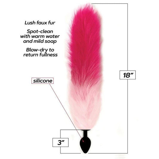 Icon Brands Foxy Fox Tail Silicone Butt Plug with Tail Pink Gradient 46cm Butt Plugs