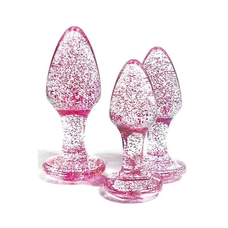 Adam and Eve Glitter Gem 3 Piece Butt Plug Set Pink Butt Plugs