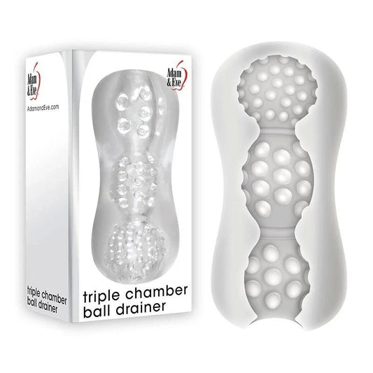 Adam and Eve Triple Chamber Ball Drainer Male Masturbator Sleeve Clear - Masturbators and Strokers
