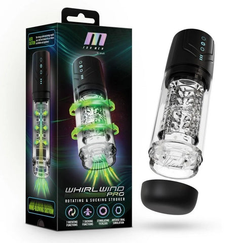Blush Novelties M For Men Whirlwind Pro Rotating & Sucking Auto Mens Stroker Clear - Masturbators and Strokers