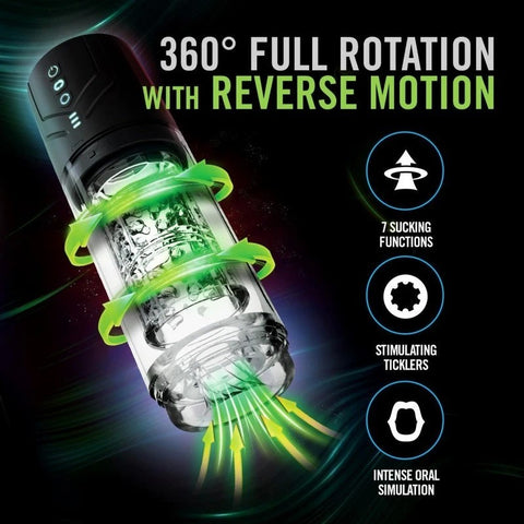 Blush Novelties M For Men Whirlwind Pro Rotating & Sucking Auto Mens Stroker Clear - Masturbators and Strokers
