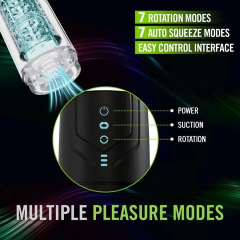 Blush Novelties M For Men Whirlwind Pro Rotating & Sucking Auto Mens Stroker Clear - Masturbators and Strokers