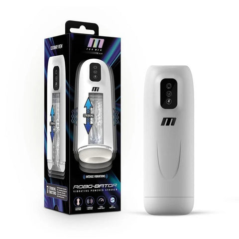 Blush Novelties M For Men Robo-Bator USB Rechargeable Vibrating Mens Stroker White - Masturbators and Strokers