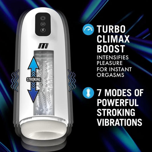 Blush Novelties M For Men Robo-Bator USB Rechargeable Vibrating Mens Stroker White - Masturbators and Strokers