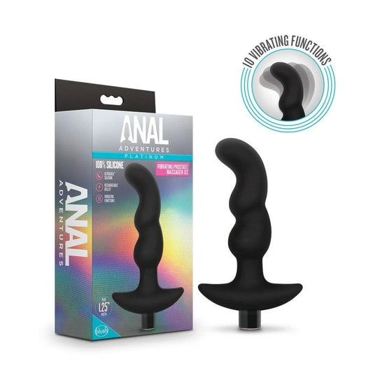 Blush Novelties Anal Adventures Platinum Vibrating Prostate Massager 03 Black - Prostate Toys