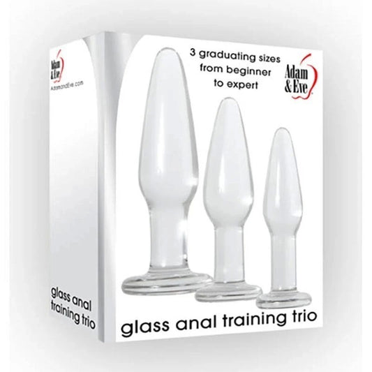 Adam and Eve Glass Anal Training Trio Butt Plugs Set of 3 Sizes Clear - Butt Plugs