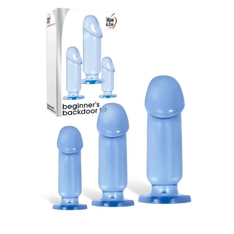Adam and Eve Beginner's Backdoor 3 Sizes Buet Plug Set Clear Butt Plugs