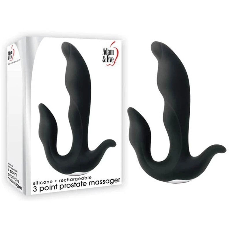 Adam and Eve 3 Point Vibrating Prostate Massager Black - Prostate Toys