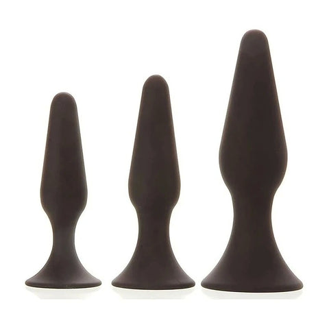 Adam and Eve Silicone Booty Boot Camp 3 Size Anal Training Kit Black - Butt Plugs