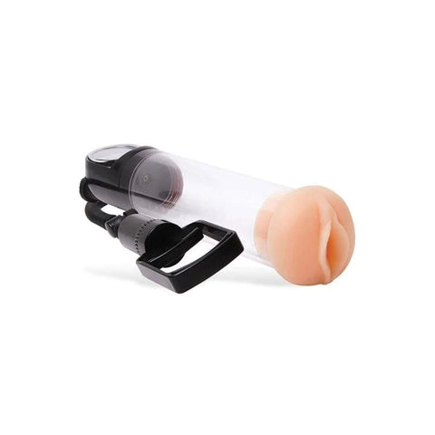 Adam and Eve Adams Promax Clear Penis Pump with Masturbator Sleeve - Masturbators and Strokers