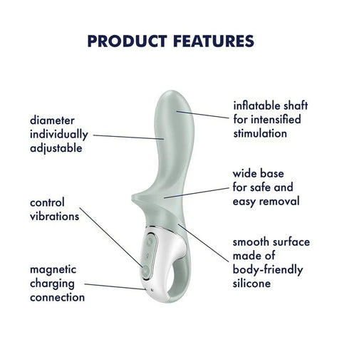 Satisfyer Air Pump Booty 3 Rechargeable Inflatable Anal Vibrator Grey - Anal Vibrators