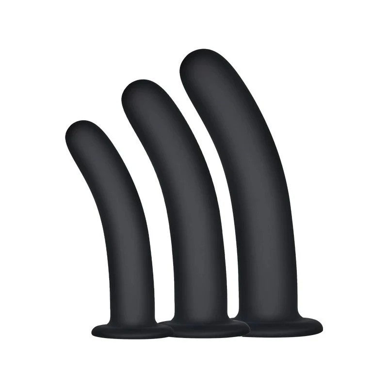 Excellent Power Kick Up Silicone Vaginal Training 3 Sizes Kit Black Pussy And Clit Toys