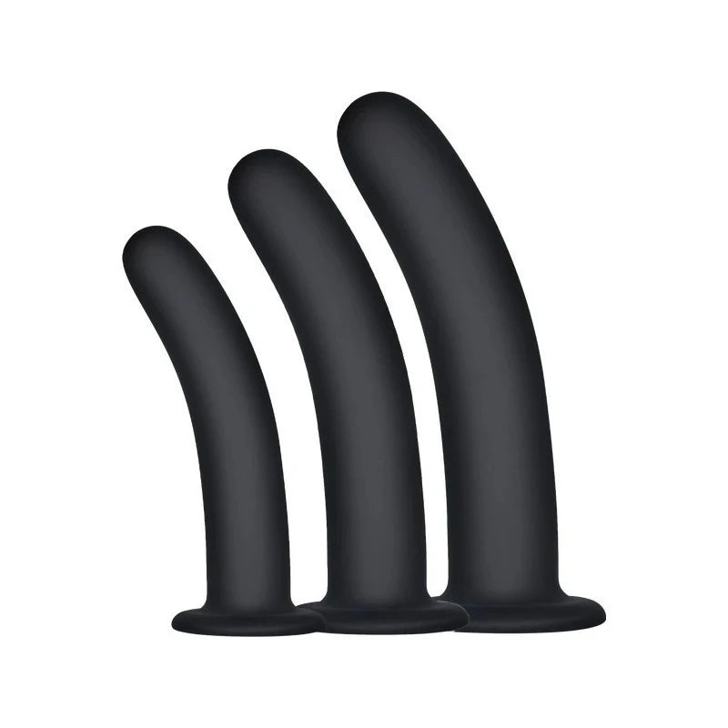 Excellent Power Kick Up Silicone Vaginal Training 3 Sizes Kit Black Pussy And Clit Toys