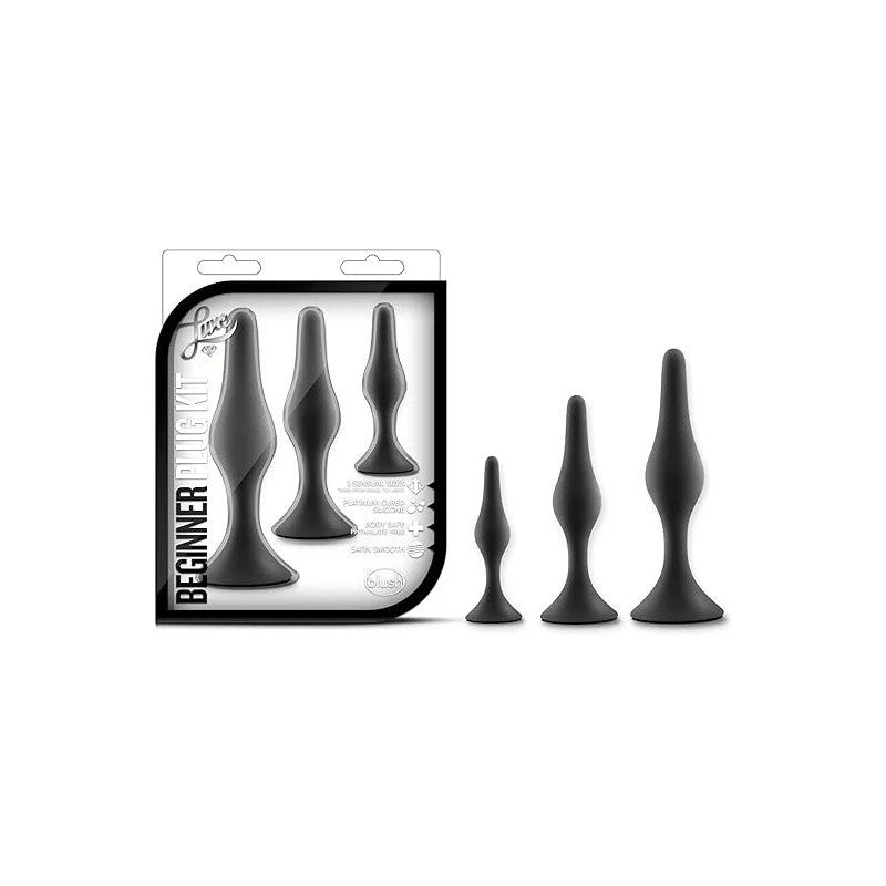 Luxe Beginner Butt Plug Kit Black Butt Plugs