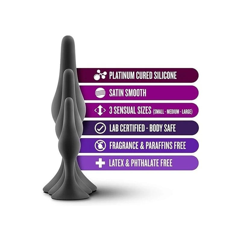 Luxe Beginner Butt Plug Kit Black Butt Plugs