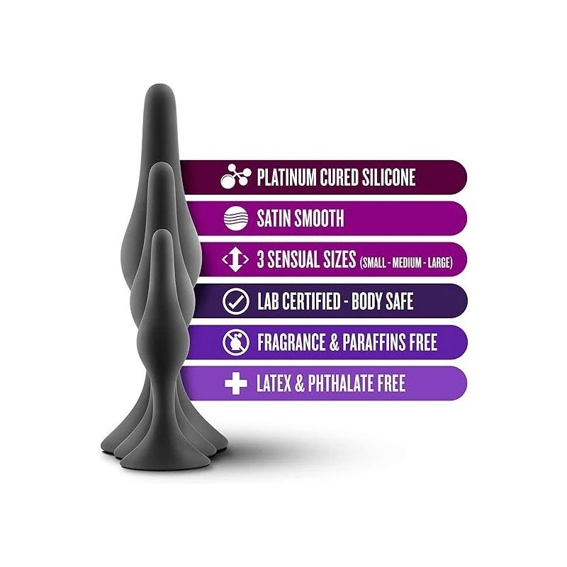 Luxe Beginner Butt Plug Kit Black Butt Plugs