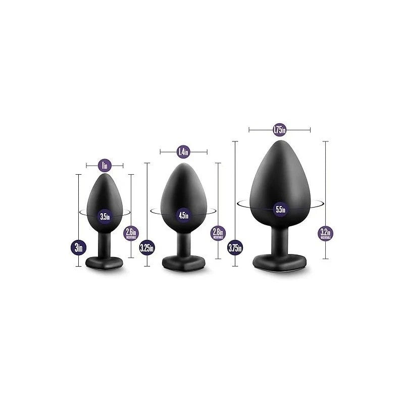Luxe Bling Anal Plugs Training Kit Black With Rainbow Gems Butt Plugs