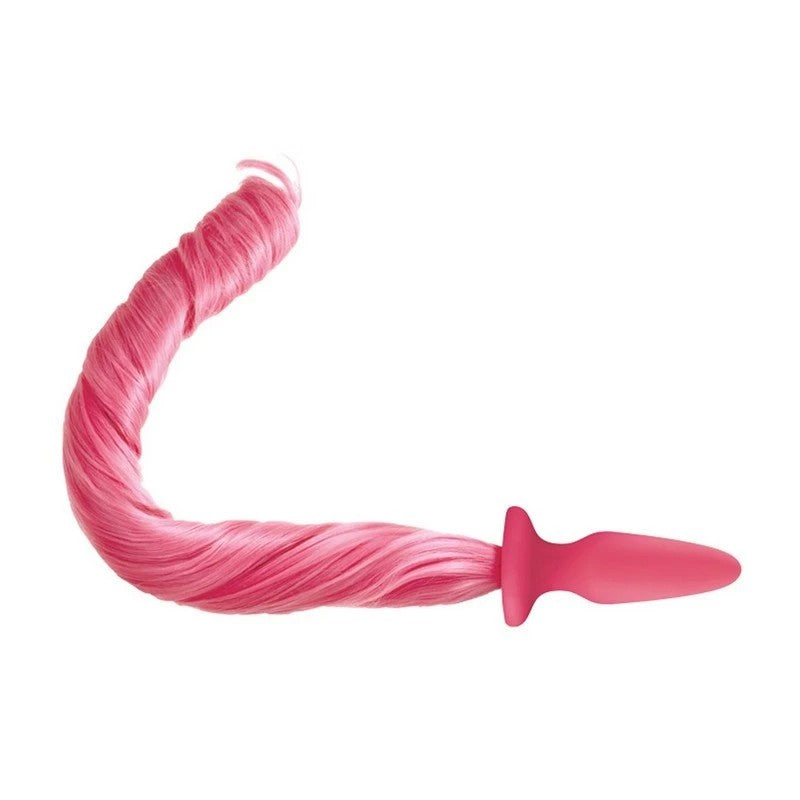 Fetish Collection Silicone Butt Plug With Tail Pink Butt Plugs