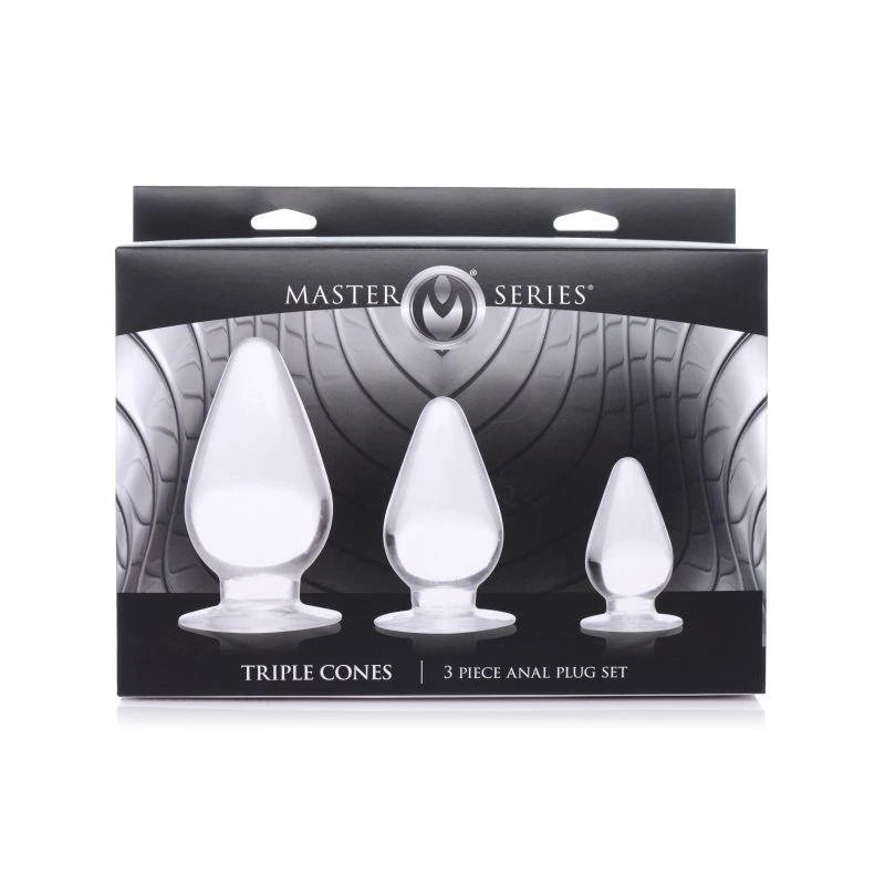 Master Series Triple Cones Anal Plug Set 3 Piece Clear Butt Plugs