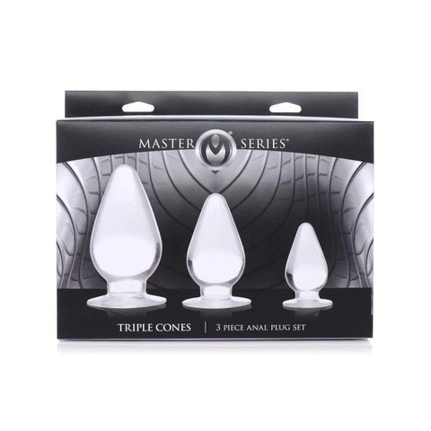 Master Series Triple Cones Anal Plug Set 3 Piece Clear - Butt Plugs