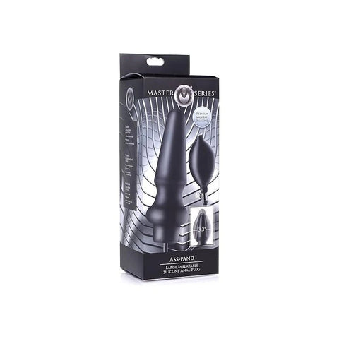 Master Series Ass Pand Large Inflatable Silicone Butt Plug Black - Butt Plugs