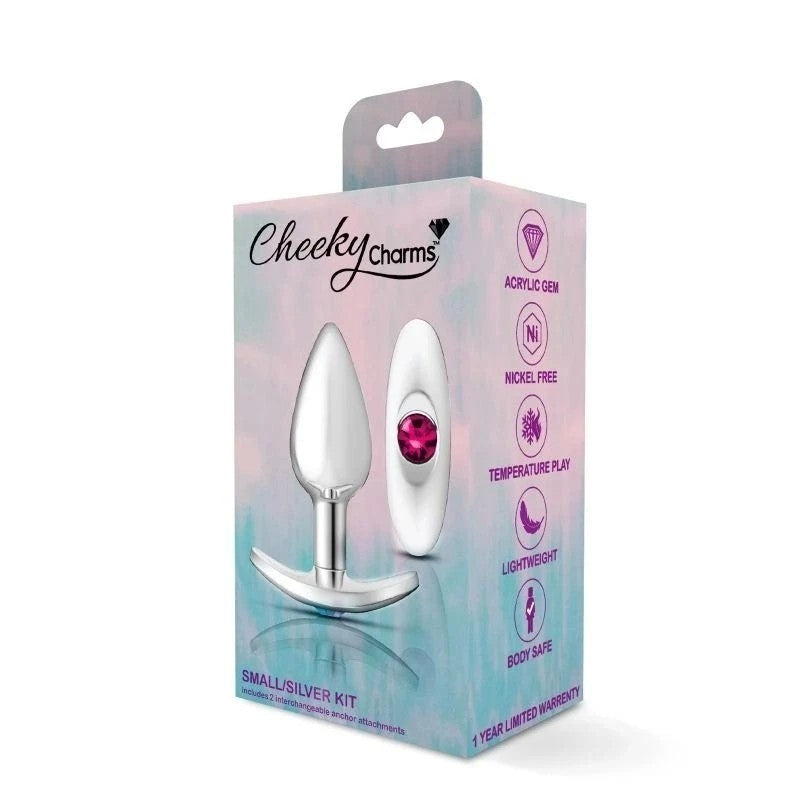 Cheeky Charms Silver Anchor Butt Plug With Jewel Kit Butt Plugs