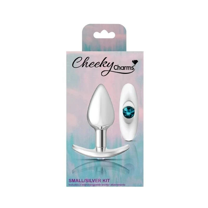 Cheeky Charms Silver Anchor Butt Plug With Jewel Kit Butt Plugs