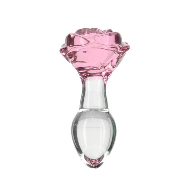 Pillow Talk Rosy Luxurious Glass Anal Plug With Clear Gem Butt Plugs