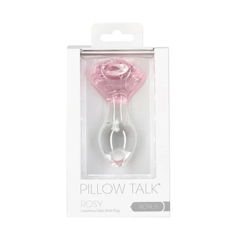 Pillow Talk Rosy Luxurious Glass Anal Plug With Clear Gem - Butt Plugs
