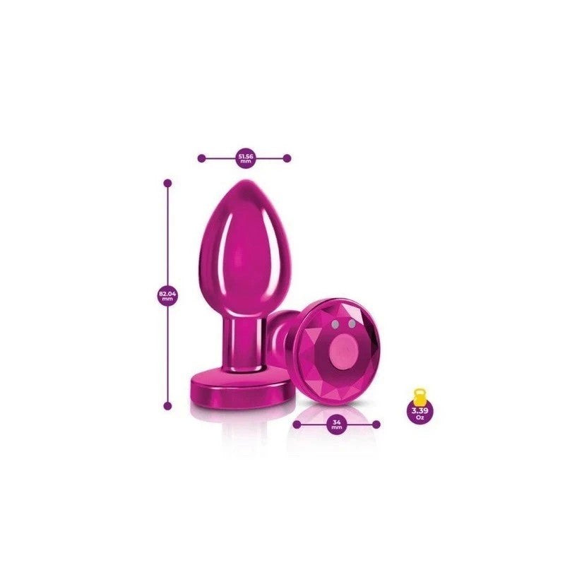 Cheeky Charms Pink Rechargeable Vibrating Metal Butt Plug With Remote Butt Plugs
