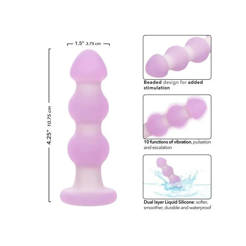 California Exotics Lavender Haze Beaded Vibrating Anal Probe Butt Plugs